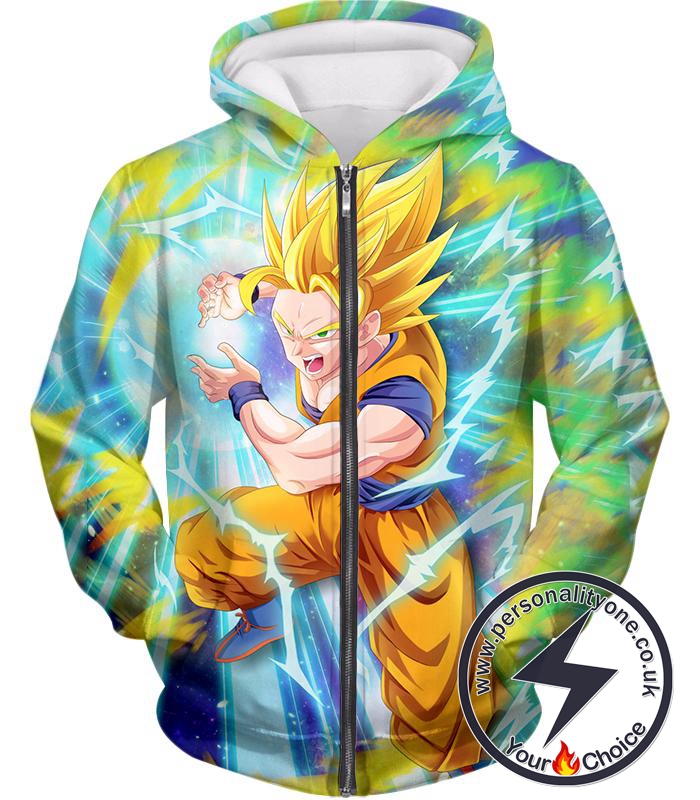 Dragon Ball Super Super Saiyan 2 Goku Ultimate Attack Awesome Action Zip Up Hoodie